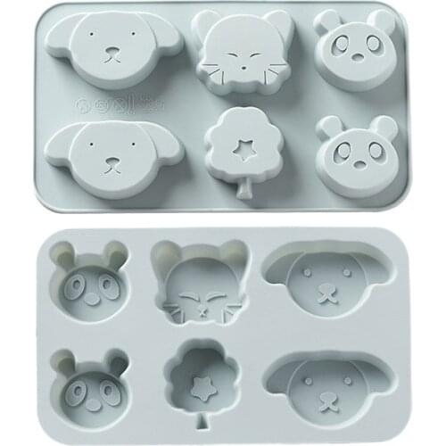 6 Cells Animal Fox Panda Bear Style Pastry Mould Heat Safe Material Silicone Cake Molds Diy Baking Biscuit Chocolate Mold