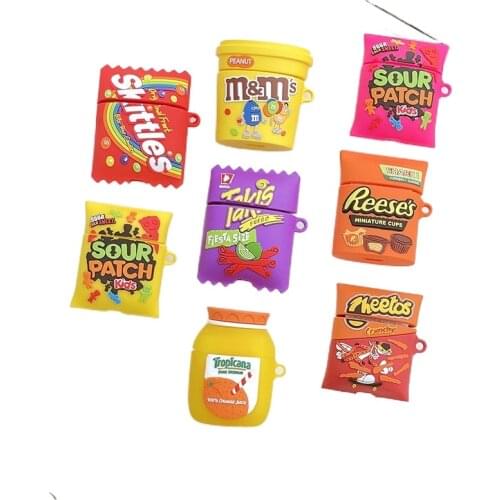 3D Rainbow Candy Drink Potato Chips silicone Case For Apple Airpods cover For Air pods 1 2 Case Wireless charging soft Cover