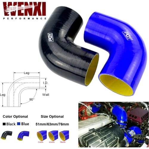 51mm / 63mm / 76mm / 51mm to 63mm / 63mm to 76mm 90 Degree 45 Degree Elbow Reduce Silicone Hose Pipe Black Blue