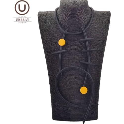 UKEBAY New Gothic Strange Pendant Necklace Wood Accessories Jewelry Women Sweater Chain Handmade Rubber Big Necklaces Clothes