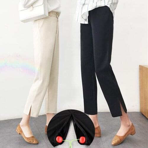 Outdoor Sex Pants Clothes Women Casual High Waist Office Pants Trousers Hidden Zipper Open Croch Public Erotic Costume Plus Size