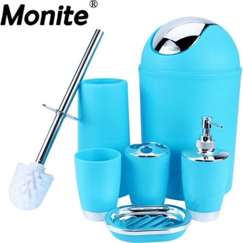Monite 6 Pcs/set Bathroom Accessory Bin Soap Dish Dispenser Tumbler Toothbrush Holder Set Bathroom Wash Bath Set Storage