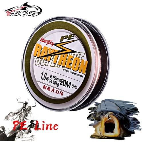WALK FISH 20m 4 Braided PE Fishing Line Super Strong Fishing Line Multifilament Fishing Line 4 Strands Cored Fishing Line
