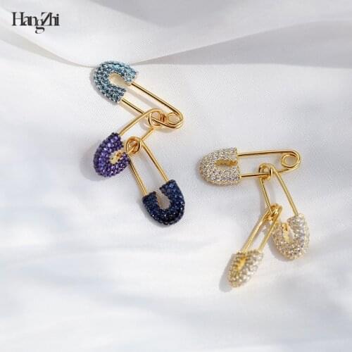 Single Women Earrings Jewelry 2020 New European and American Creative Pin Inlaid Color Zircon Paper Clip Earrings Accessories
