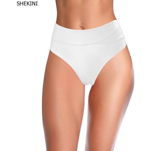 SHEKINI Womens Swimsuit Bikini Bottoms Briefs High Waisted Full Rear Coverage Swim Trunks Fashion Solid Swimming Panties