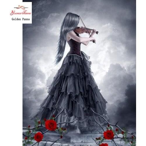 GOLDEN PANNO Diamond Painting Full Square 5D Diy Daimond Embroidery Diamant Mosaic Sale Displasy Broderie DiamantViolin girl 12