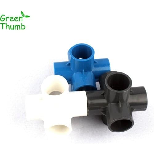 1pc Dia 32mm PVC 6 Way Joints for Home Garden Water Pipe Fittings White/Grey/Blue PVC Connector