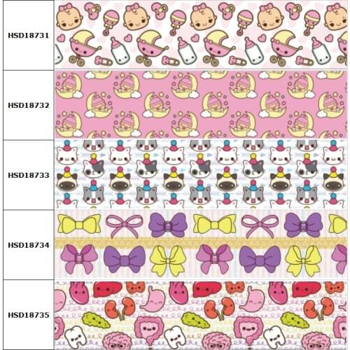 10yard Cartoon Cute Baby Cat Printed Grosgrain Ribbon Accessory Hairbow Headwear Decoration DIY Wholesale OEM 38MM 75MM