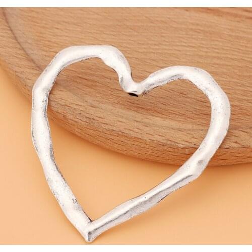 10pcs/Lot Large Hammered Open Heart Tibetan Silver Charms Pendants for Necklace Jewelry Making Accessories