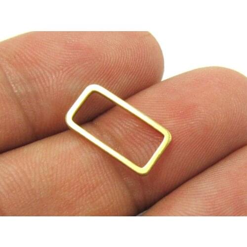 50pcs Brass rectangle circle pendant 15x8mm Raw brass findings R180