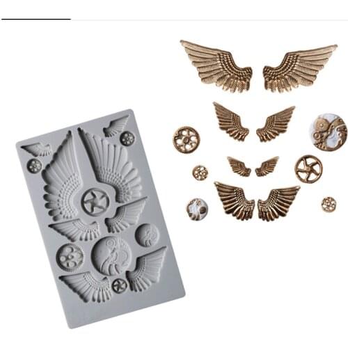 Aouke Wings Gear Modeling Silicone Mould DIY Cake Baking Decoration Tool Retro Gear Soft Clay Silicone Mould
