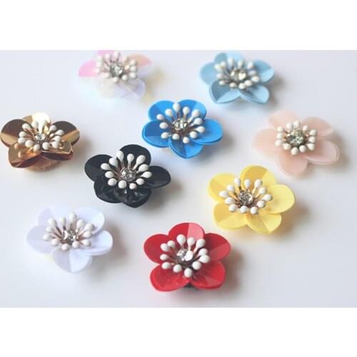 10 PCS 2.5cm size Flower sequins Rhinestones bead patches applique sew on beading applique clothes shoes bags decoration DIY