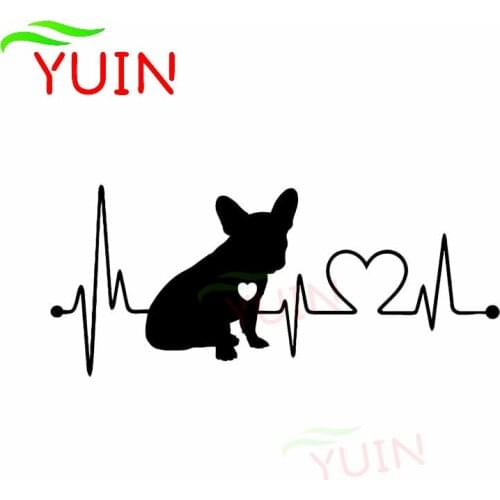 French Bulldog Car Sticker Animal Heartbeat Lifeline Decal Cars Accessories Personality Body Window Decoration Waterproof Decals