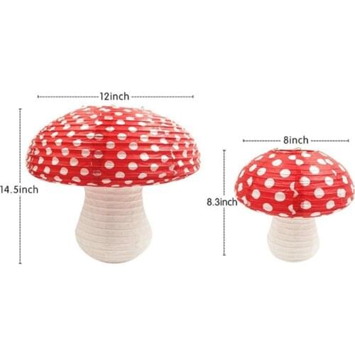 3Pcs Large Mushroom Shaped Paper Lanterns for Birthday Party Decor Hanging 3D M H55A