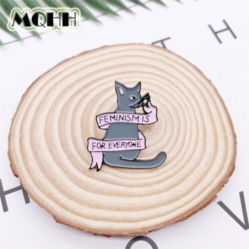 Cartoon Animal Purple Cat Back Shadow Ribbon Letter Enamel Brooch Alloy Badge Denim Clothes Bag Pin Cute Sweet Accessories Gift