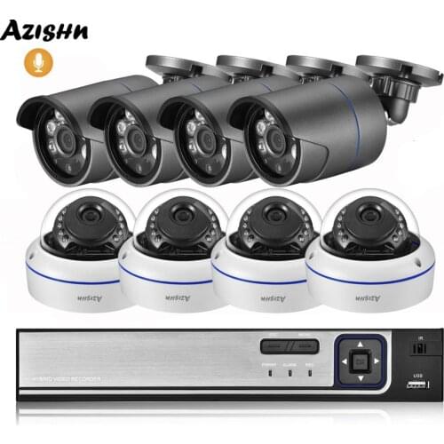 AZISHN 8CH 3MP POE NVR CCTV System 3MP H.265 Audio Record Outdoor CCTV Camera IR Night Vision IP Security Video Surveillance Kit