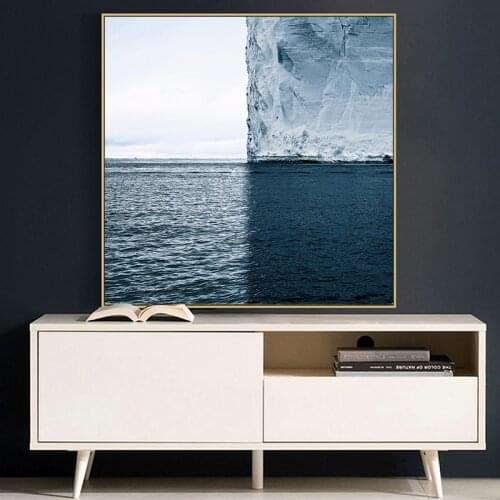 Blue sea iceberg Landscape Canvas Painting Posters and Prints Cuadros Quadro Wall Art Pictures For Living Room Home Decoration