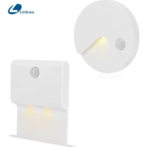 Round/Rectangle PIR Motion Sensor Night Light Auto On/Off for Bedroom Stairs Cabinet Wardrobe Wireless Wall Lamp with Sticker