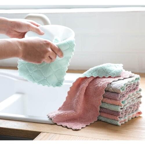 Dishcloth Kitchen durable Clean Towels Nonstick Oil Coral Velvet Hanging Hand Towels Kitchen Accessories Strong Absorption