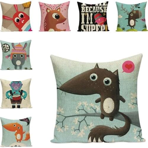 Cartoon Animal Cushion Cover Decorative Pillow Case Cute Sofa Throw Pillowcase Car Seat Accessories Home Decor Gifts 45x45cm