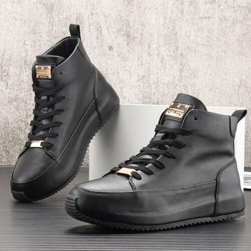 Leather Sneakers For men 2021 Autumn Hip Hop Casual Shoes Flats Designer Thick Bottom original Zapatos Hombre
