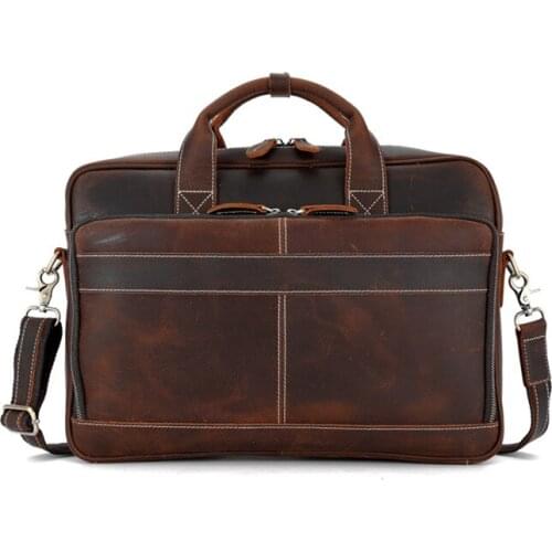 2021 New Luxury Cow Genuine Leather Business Mens Briefcase Male Briefcase Shoulder Bag Messenger Bag Tote Computer Handbag