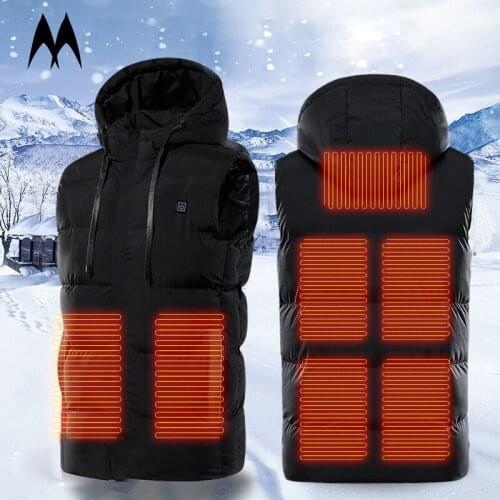 2021 Men 7 Areas Heated Vest Jacket Winter Outdoor Constant Temperature Warm Jackets Mens Electric Heating Thermal Vest Coat