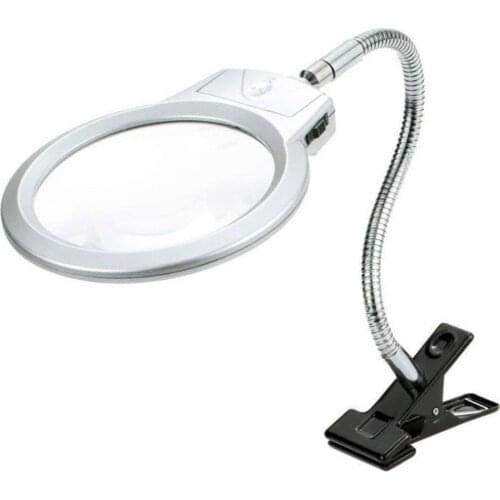 Magnifier Desk Clip-On Magnifier With LED Light Adjustable Desktop LED Lamp Magnifying Glass Bent Freely For Any Different Angle