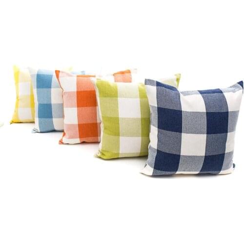 Plaid Pillow Case Linen Plain Striped Pillow Cover Xmas Square Tartan Car Cushion Cover LX8716