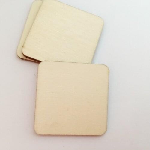 50PCS 40MM Unfinished Wooden Square Blank Natural Wood Slices Wooden Cutout for DIY Crafts Painting Wedding Home Decoration