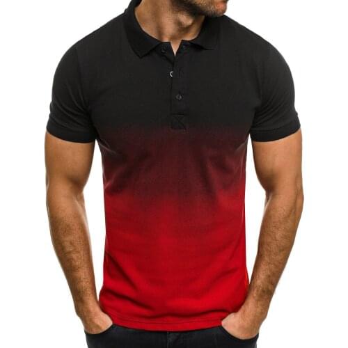 2020 Summer New Polo Mens Gradient Golf Tennis Shirt polo Mens Turn-Down Collar Shirts Plus Size 5XL Cotton Short Sleeve Tee Top