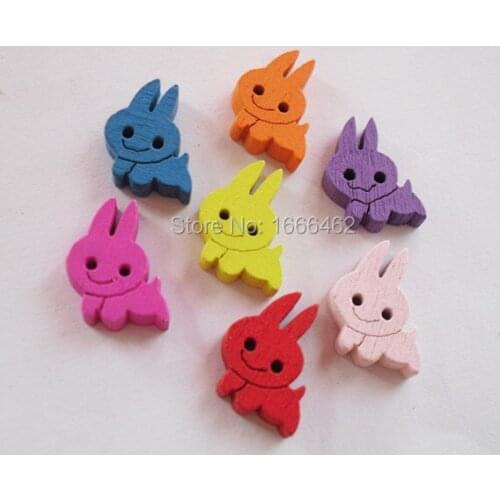 Wholesale 100PCs Wood Sewing Buttons Scrapbooking Rabbit Animal 2 Holes Mixed 16*20MM