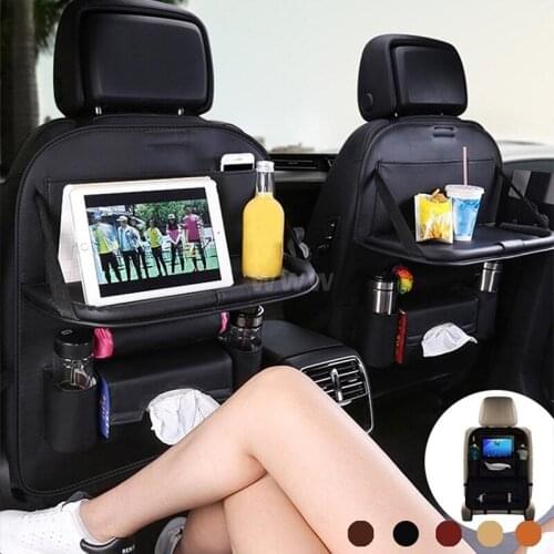Car Storage Organizer Backseat Bag PU Leather Pad Cups Storage Holder Universal Travel Multi-pocket Foldable Bag Car Accessories