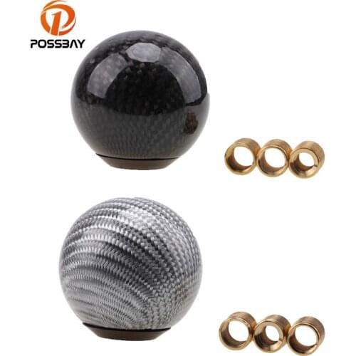 POSSBAY Universal Car Gear Shift Knob Carbon Fiber Round Ball Shape Gear Lever Head Manual MT Shift Lever Knobs