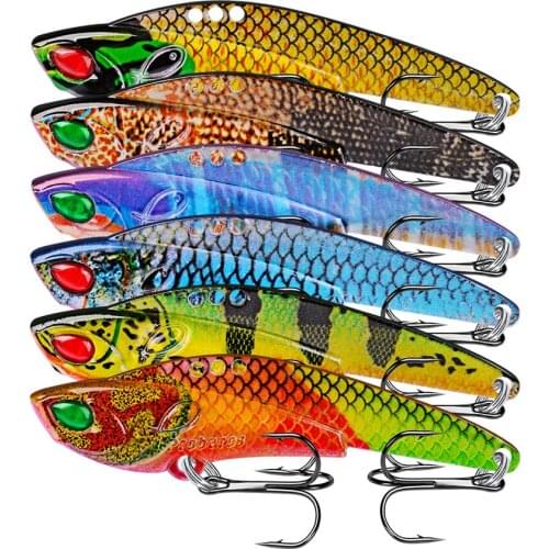 6PCS 60mm 12g VIB Metal Hard Fishing Lures Vibration Spoon Bait Bass Isca Artificial Baits Cicada Crankbait Wobbler Spinner