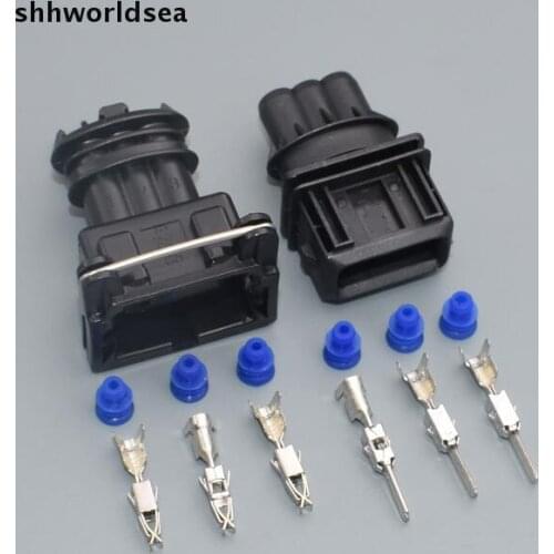 Shhworldsea 50Set car Fuel Injector Plug Car Waterproof 3.5 3P 3 Pin way Electrical Wire Connector Plug automobile Connectors