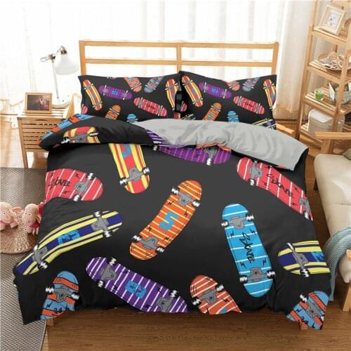 Skateboard Pattern Printed Duvet Cover 3D Bedding Set Pillowcase Soft Home Textiles Single Twin Double Queen King Size 2/3 Pcs