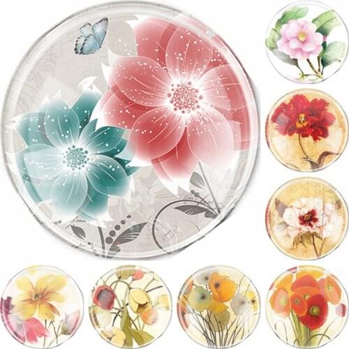 Handmade 6 Size Glass Little Daisy Flower World Flatback Cameo Cabochon Domed DIY Jewelry Charm Photo Pendant Setting