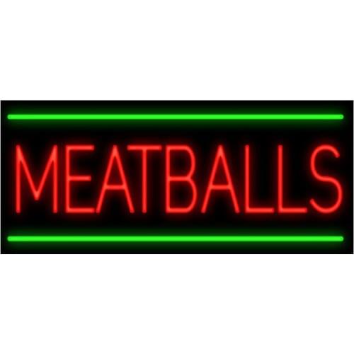 MEATBALLS Sign Custom Handmade Real Glass Tube Restaurant Store Food Dish Advertise Decoration Display Neon Signs 17"X8"