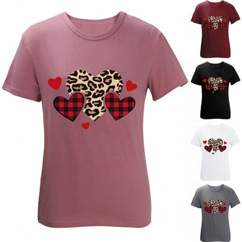 Womens Fashion Casual Love Valentines Day Letter Printing Short Sleeve T-Shirt Top