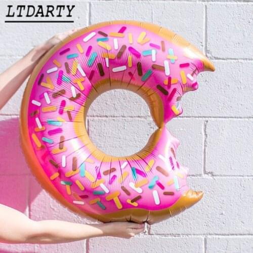 1Pcs Donuts Lollipop Birthday Party Balloon Kits, Sweet Boys Girls Pink greenRainbow Sprinkle Doughnut Foil Mylar Balloon