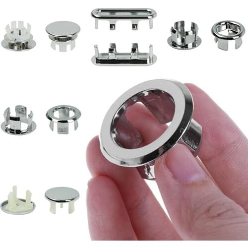 1pc Bathroom Basin Sink Overflow Ring Round Overflow Ring Accessories Silver Wash Basin Insert Hole Cover Cap Spare Cover