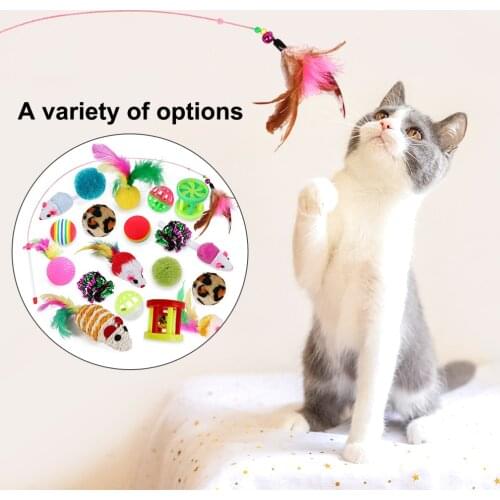 12/20pcs/Set Cat Toys Funny Cat Stick Mouse Toy Sisal Ball Pet Cat Teaser Toys Feather Linen Teaser Stick Cat Interactive Toys