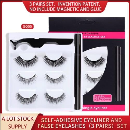 Magnetic eyelash 3 Pairs Eyelash Magnetic Eyeliner& Magnetic False Eyelashes & Tweezer Set Long Lasting Eyelash Extension