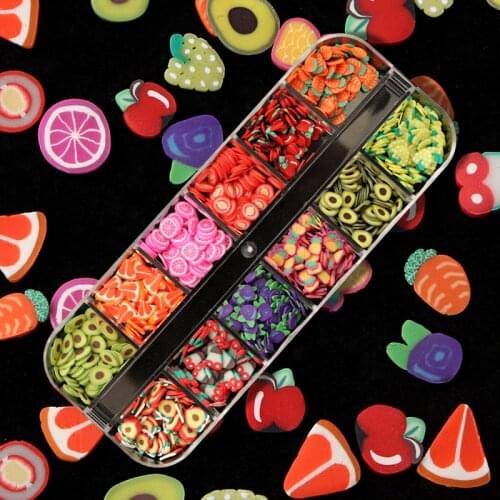 3D Fruits Nail Art Decorations Polymer Clay Nail Stickers Cherry Grapefruit Avocado Design Tiny Flakes Slice Manicure Accessory