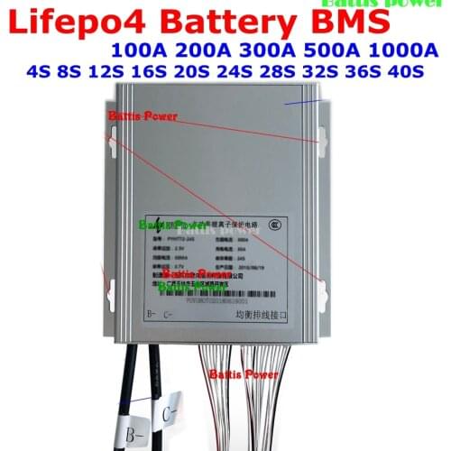 4S 8S 12S 12S 20S 24S 32S 40S 100A 200A 300A 500A 1000A lifepo4 battery BMS for 12v 96v 108v 120v 72v 84v 48v battery pack