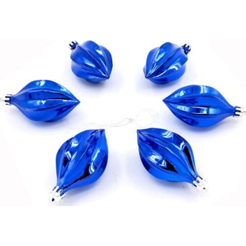 6Pcs/Set Christmas Decorations Olive Ball Shape Blue Pendant Christmas Tree Ornaments XMAS Party DIY Home Outdoor XMAS Gift 2021