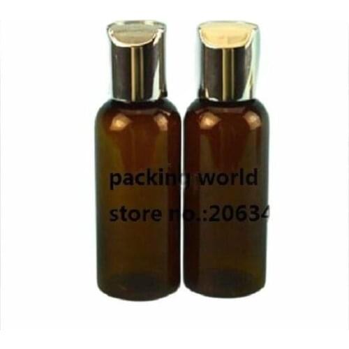 Free shipping: 50ml few color PET bottle plastic bottle shiny silver/gold disc press lid for water /lotion/emulsion/body packing