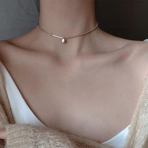 SRCOI Simple Geometric Round Pendant Short Necklace Letter Lucky Gold Silver Color Choker Clavicle Chain Necklace Female Jewelry