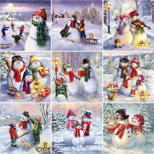DIY 5D Diamond Painting Kits Snowman Diamond Mosaic Christmas Full Drill Beaded Embroidery Cartoon Picture Rhinestones Wall Art